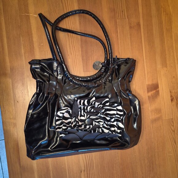 Big Zebra flower Mia Deluca Shoulder handbag purse - Picture 2 of 11